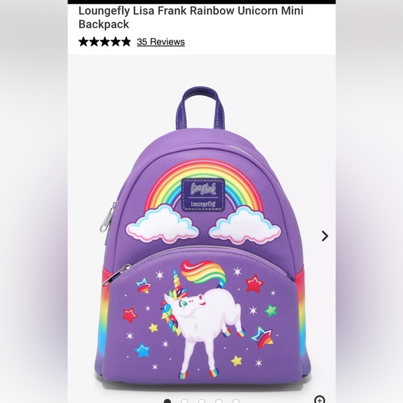 🦄 NWT Loungefly Lisa Frank Rainbow Unicorn Mini Backpack - Picture 4 of 7